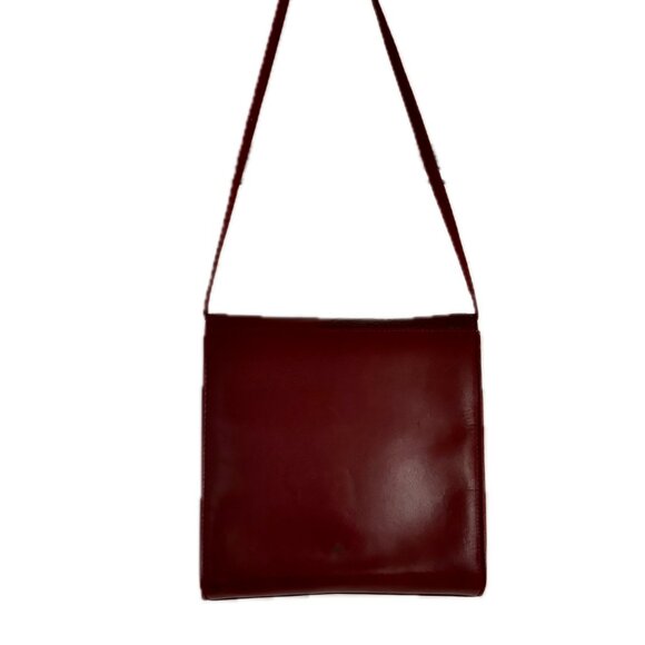 Rare FILENES Vintage Fine Italian Leather Shoulder Bag Small Burgundy Crossbody - Picture 2 of 11